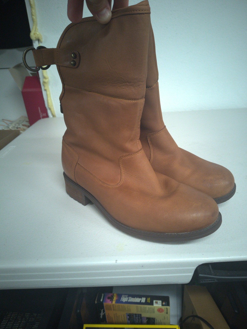 UGG Aldon 1017486 Women’s 10 Chestnut Leather Wool Lined Foldover Boots Brown